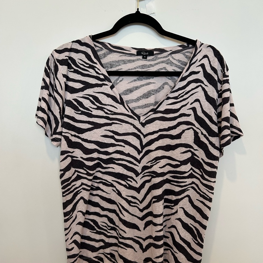 Rails Black and Gray Zebra Print V-Neck T-Shirt